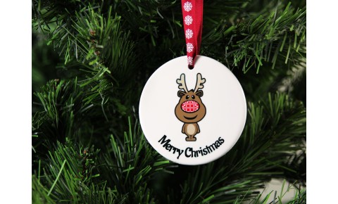 Merry Christmas Ceramic Christmas Decoration - Reindeer